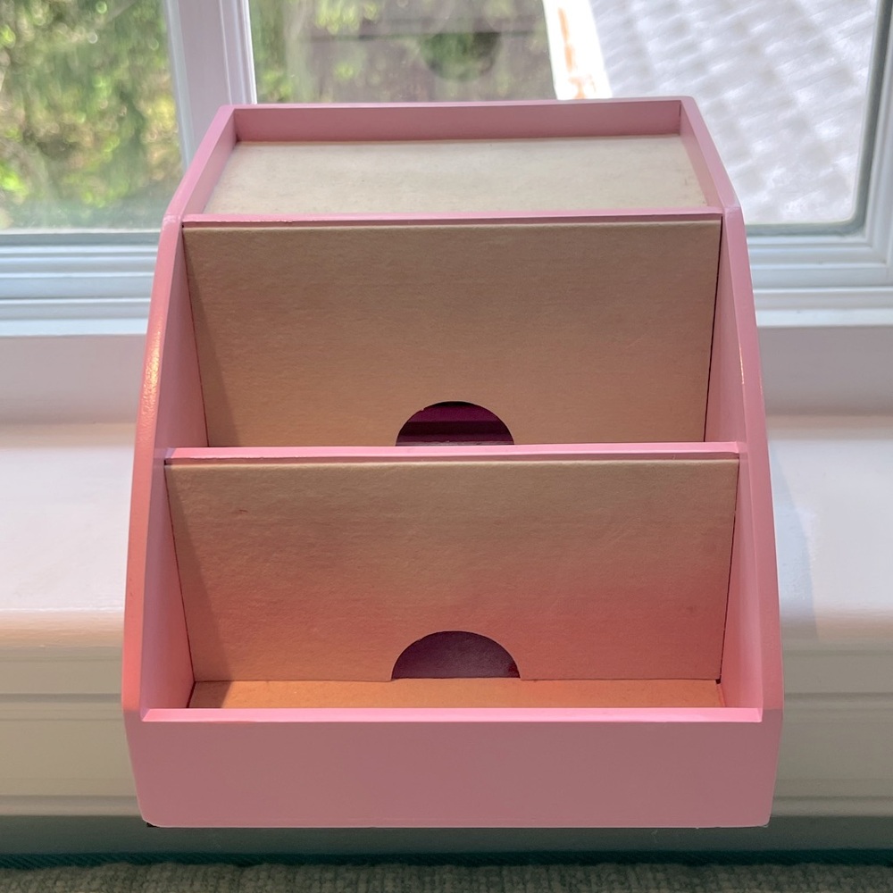 Pink Wooden Storage Organizer for Charging Cords